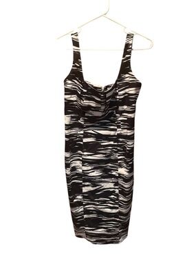 Calvin Klein Zebra Print Sleeveless Sheath Dress Black & White